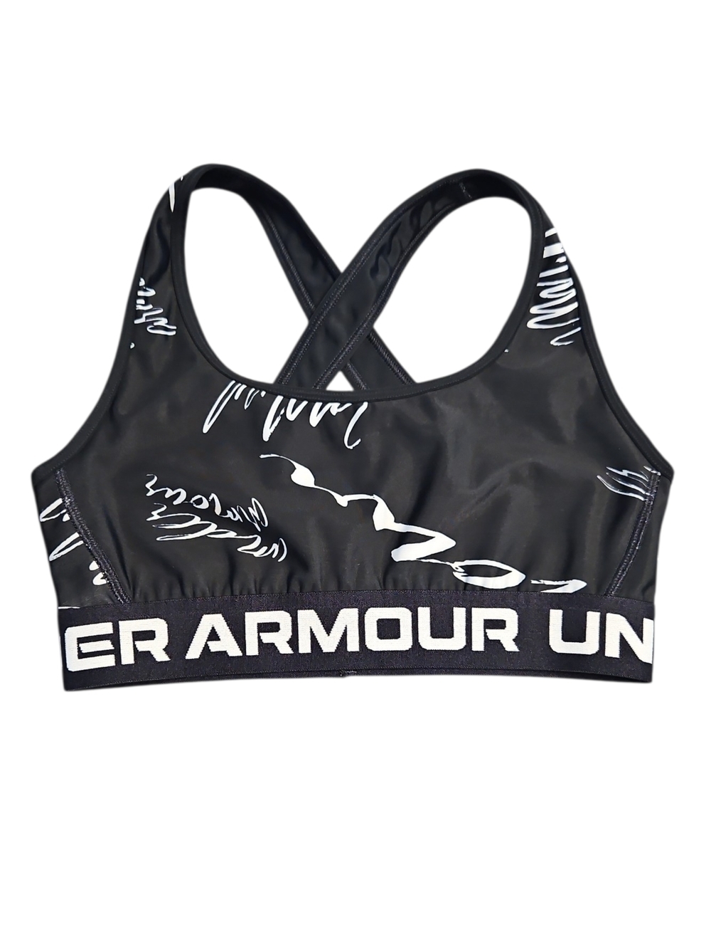 Under Armour Women's Compression Sports Bra Black White Activewear Small